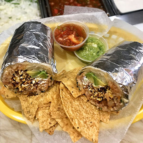 Breakfast burrito with chorizo